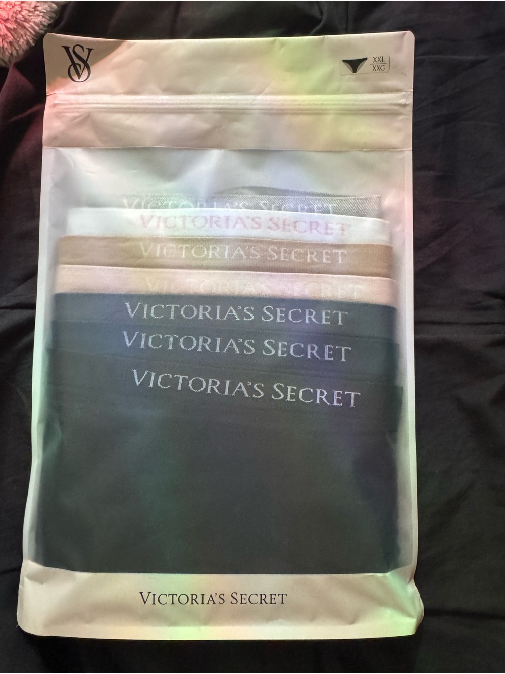 Victoria's Secret Neutral & Black Logo Waistband Panty Set Pack of 7 Bikini